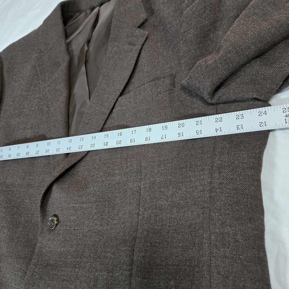 Jos A Bank 100% Wool Tweed Herringbone‎ 46R Blazer Sport Coat  Jacket Brown - Picture 6 of 10